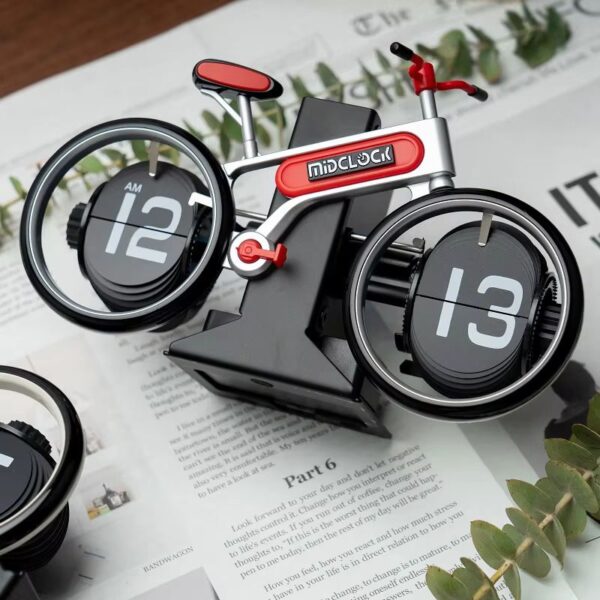 MidClock Unique Bicycle Vintage Flip Desk Clock